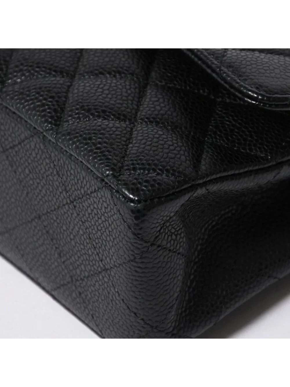 Chanel Quilted 25 Double Flap Chain Shoulder Bag CC Logo Caviar Leather Black